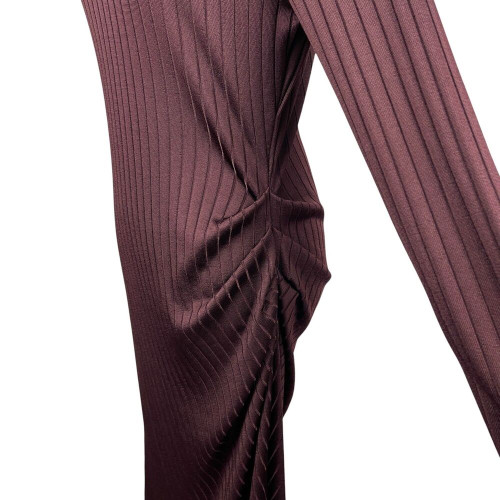 Good American Women’s Maxi Dress XL Burgundy Ribbed Mock Neck Long Sleeve - Picture 5 of 11